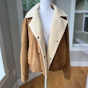 BP Carmel Tan Corduroy Ivory Sherpa Lining Bomber Jacket Size XXL